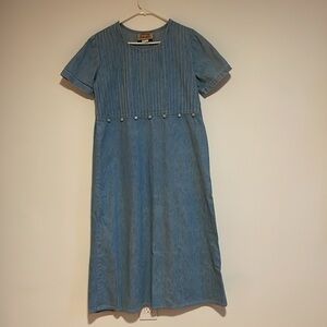 VTG Cottagecore Dress Denim Maxi 14 Blue Sleeve Jean 90s Granny Hippie Feminine